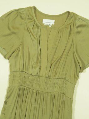 Anthropologie The Somerset Maxi Dress Womens Small Green Smocked Waist V Neck